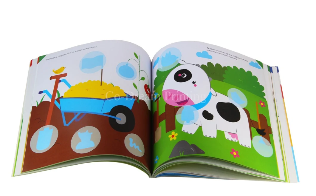 Factory Customized Landscape Perfect Binding Children Sticker Text Book Printing Services Coftcover