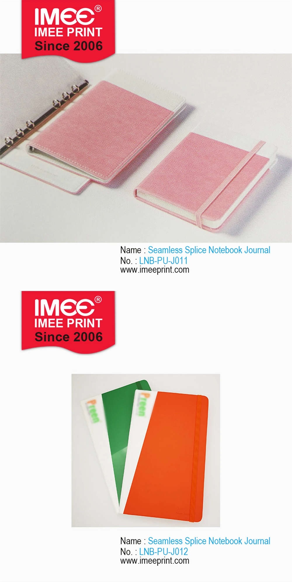 Imee Printing Custom Diary PU Cover Seam Seamless Splice Magnet Wallet Pen Journal Notebook