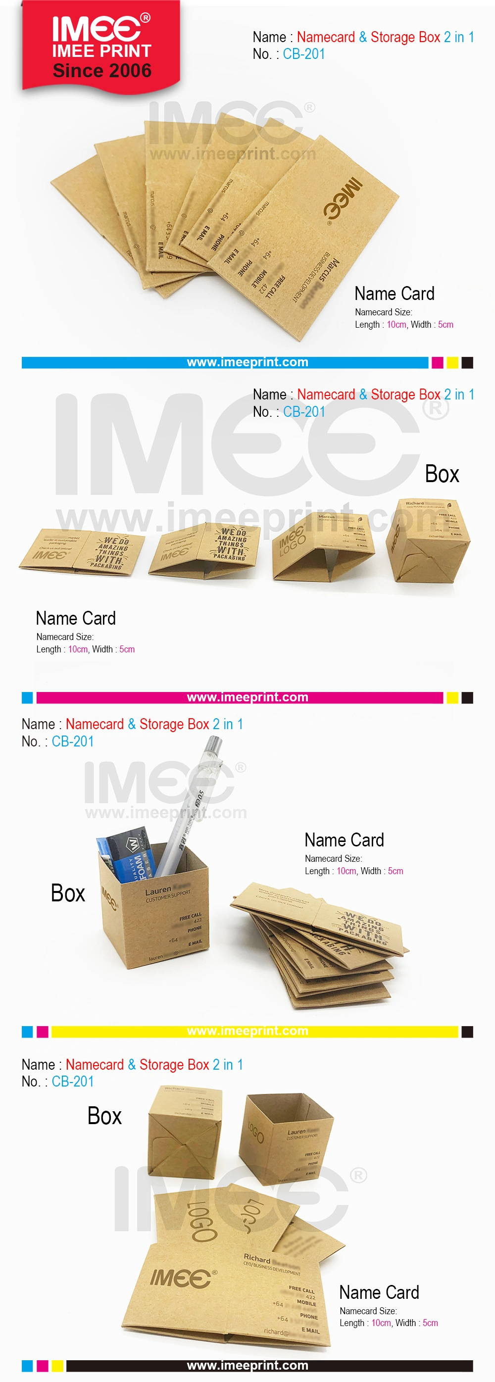 Custom Mini Pocket Office Desktop Advertising Souvenir Folding Namecard Kraft Box