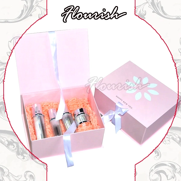 Hot Gold Stamping Silver Stamping Rigid 1200GSM Cardboard Romantic Pink Color Purple Color Cosmetic Gift Packaging Box with Insert