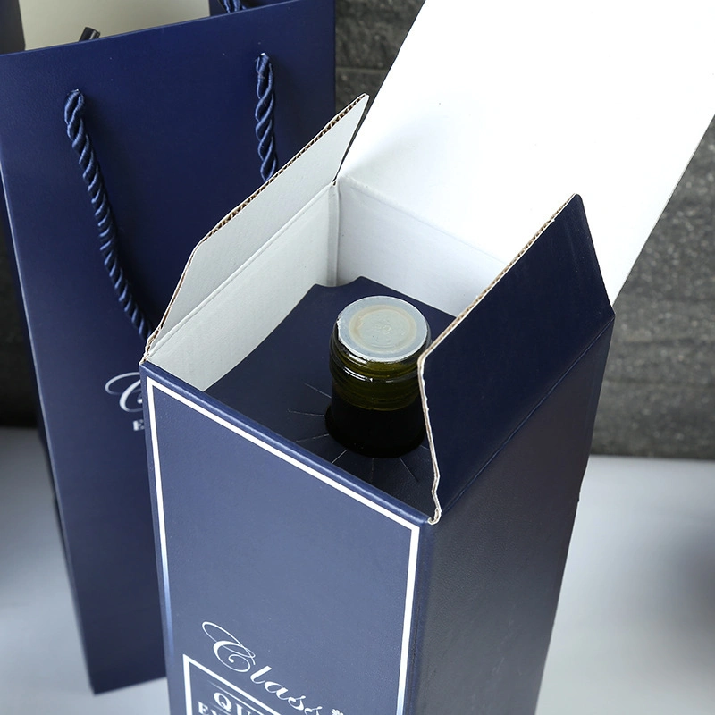 Custom Wine Paper Bag Corrugated Cardboard Wine Packaging Box with Logo Printing