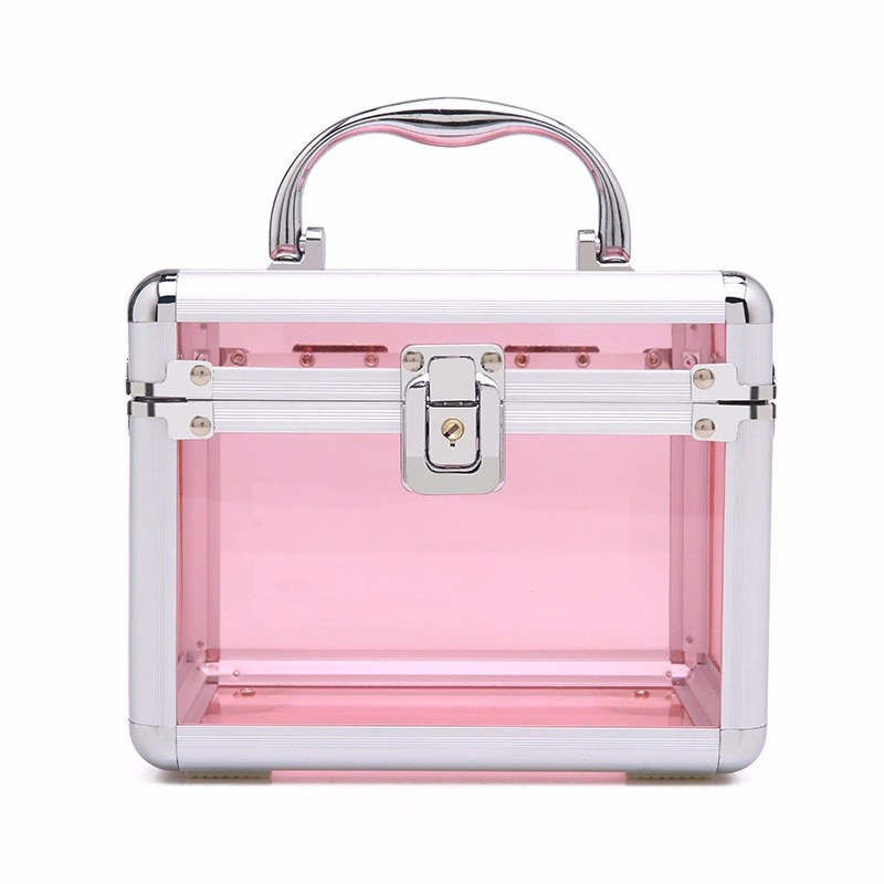 Factory Wholesale Lockable Cosmetic Storage Box Clearbeauty Acrylic Vanity Makeup Case