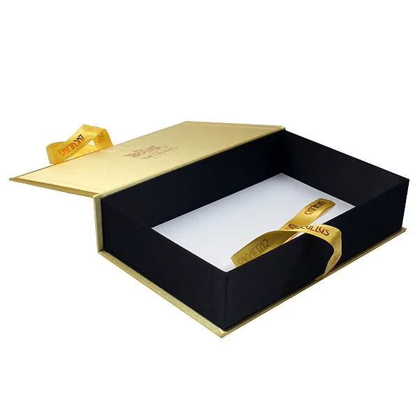 Golden Book Shape Gift Cardboard Box Rigid Box Carton Box with Ribbon