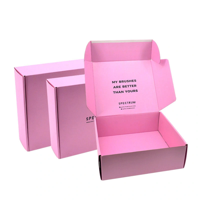 High Quality Luxury Logo Printing Shipping Paper Packaging Clothing Corrugated Pink Cardboard Mailing Box Custom