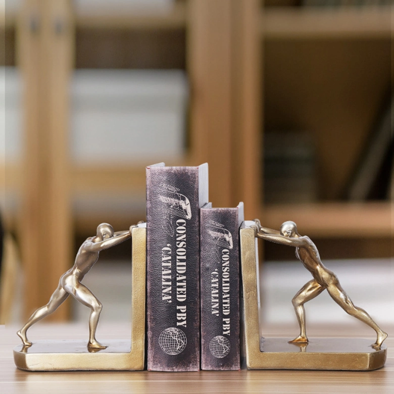 Decorative Resin Bookends Gymnastic Men Book Ends Modern Art Sculpture for Book Holder Shelf Dividers Desk Statue