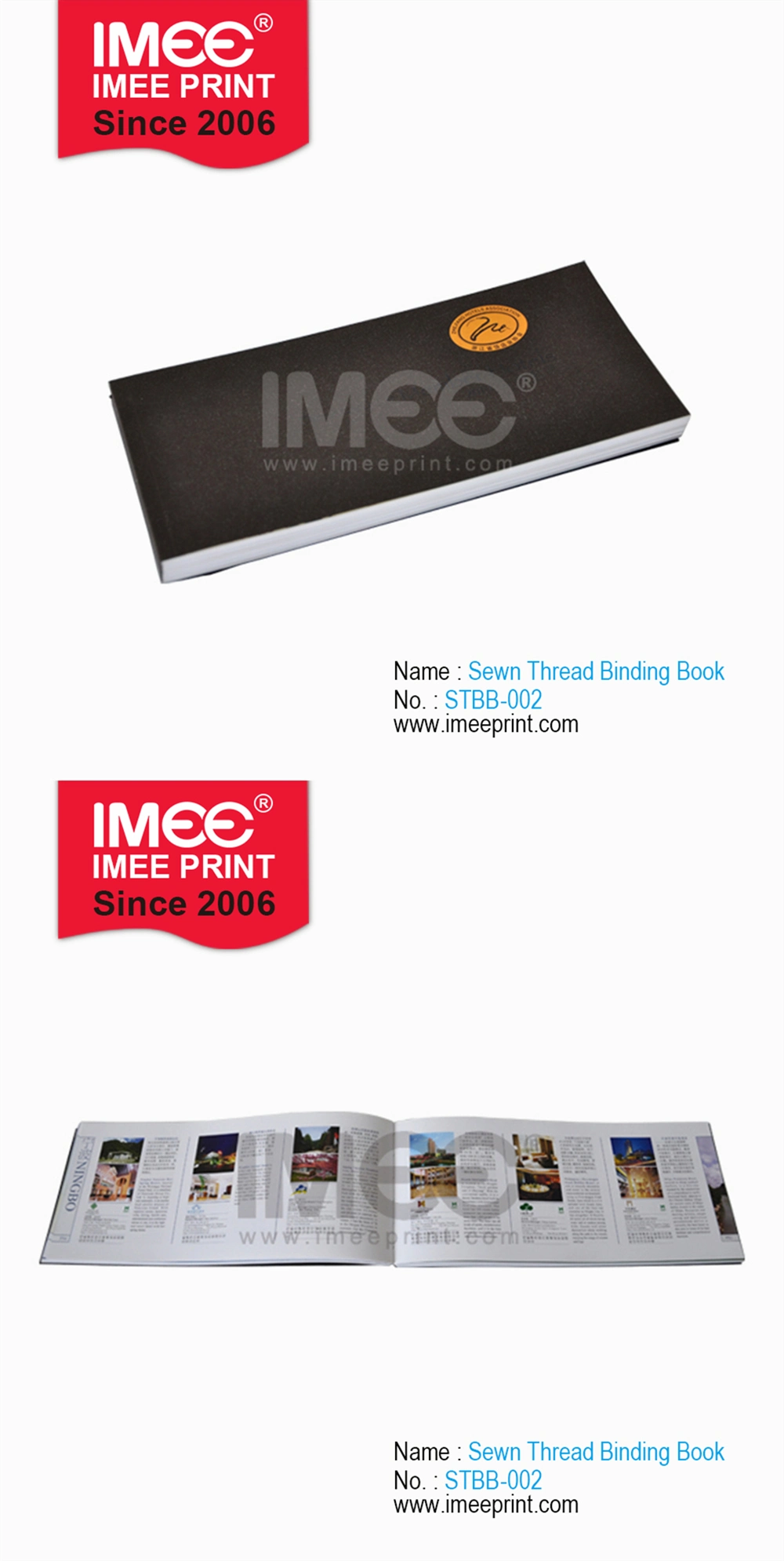 Imee Printing Custom Burst Booklet Softcover Trim Tab Sewn Thread Binding Book