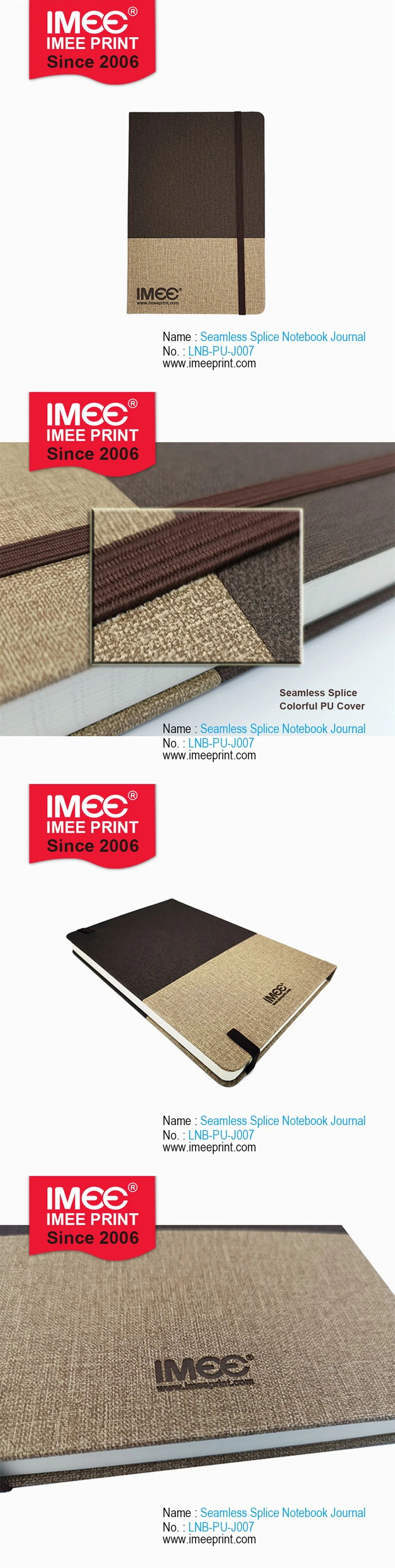 Imee Printing Promotion Promotional Custom Diary PU Leather Cover Bookmark Belt Notebook