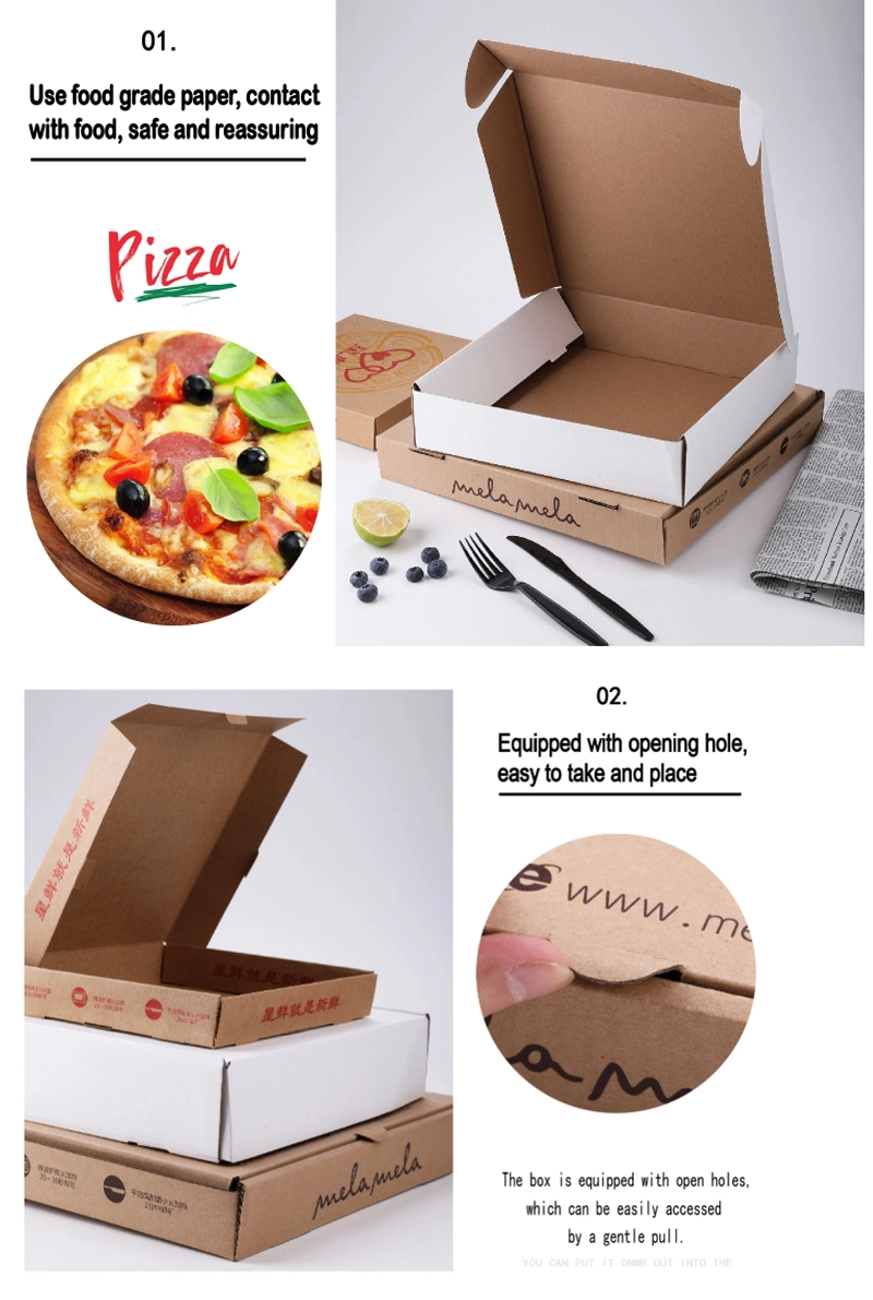 Customized Disposabe Standard Corrugated Pizza Box Take out Food Box with Printing