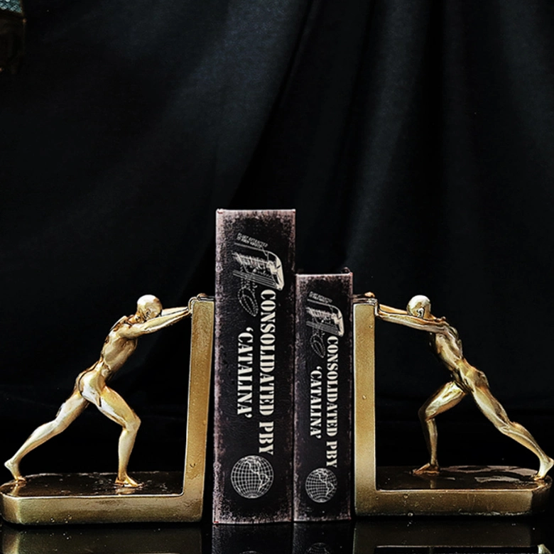 Decorative Resin Bookends Gymnastic Men Book Ends Modern Art Sculpture for Book Holder Shelf Dividers Desk Statue