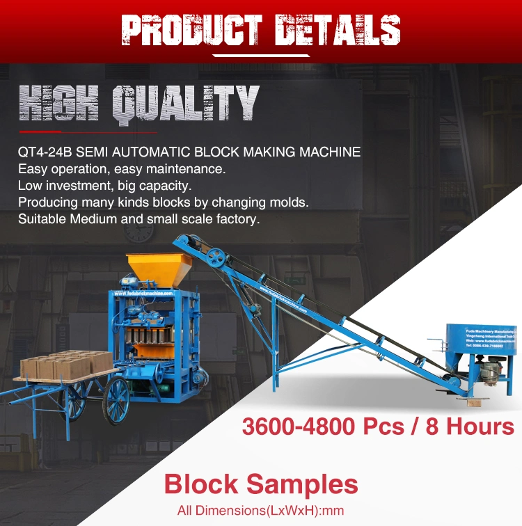 High Quality Qt4-24 Best Selling Vibration Molding Concrete Solid Brick Molding Machine