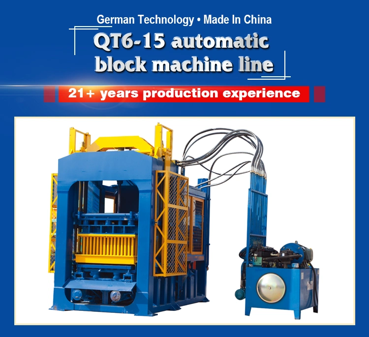 Qt6-15 Full Automatic Concrete Interlock Paving Curbstone Hollow Brick Block Machine Block Making Machine
