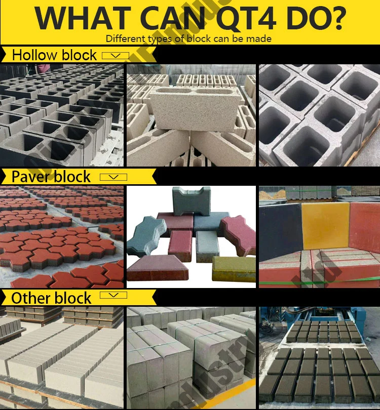 Qt4-26 Semi Automatic Concrete Block Moulds Machine Hollow Block Moulding Machine