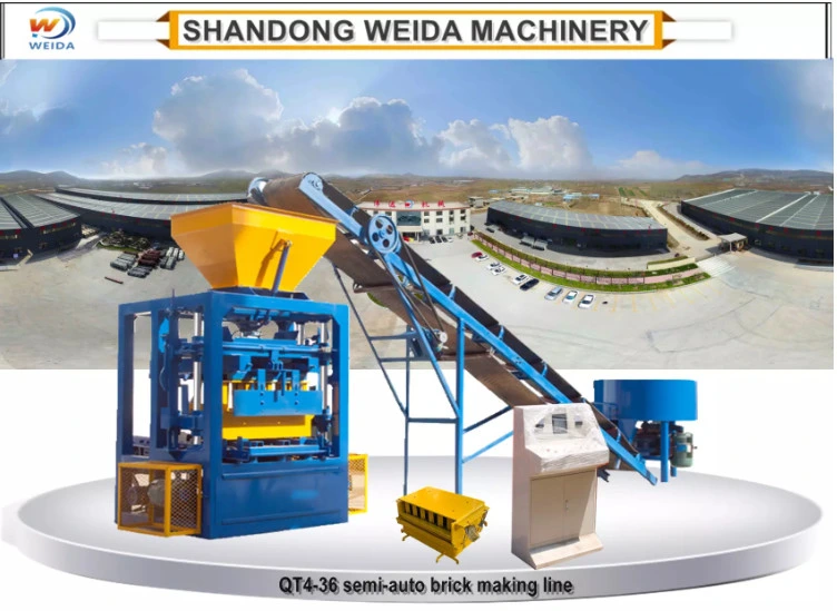 Weda Easy Operate Semi-Auto Cement Brick Block Making Machine Qt4-36 Interlocking Brick Making Machine