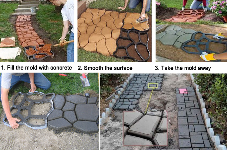 DIY Garden Plastic Pathway Concrete Driveway Paving Slabs Mould