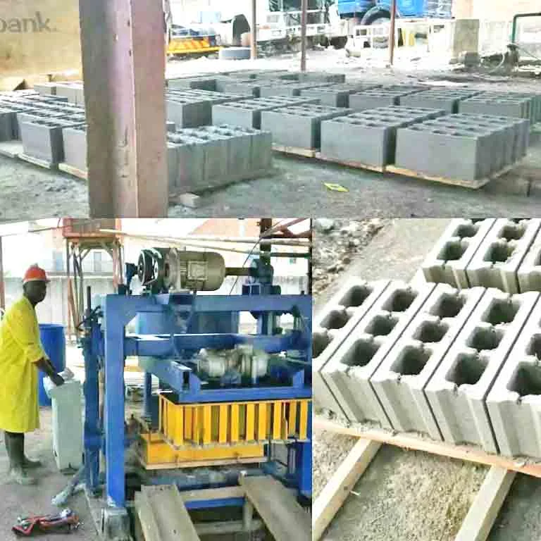 Africa Manual Concrete Interlocking Brick Making Machine Hoonshi Qtj4-40 Cement Hollow Block Brick Making Machine