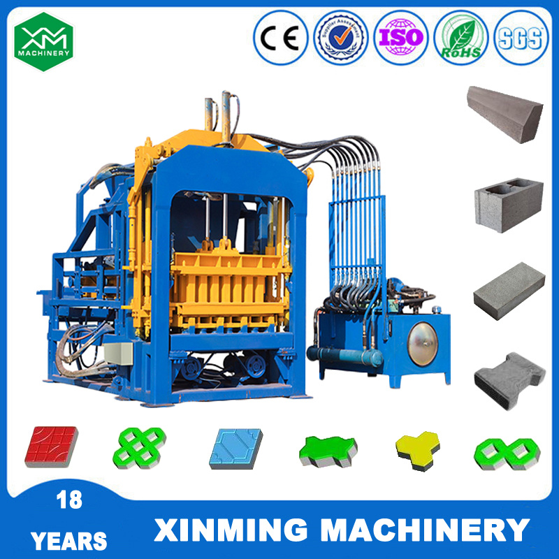 Qt4-15 Xinming Hydraulic Brick Machine Automatic Color Paving Brick Making Machine for Construction