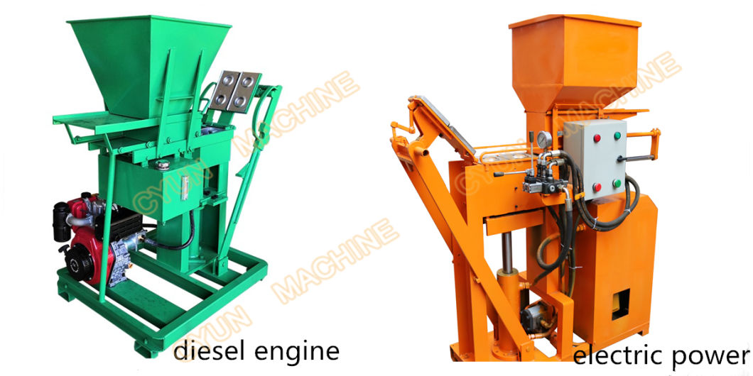 2-25 Semi Automatic Block Making Machine Diesel Engine Clay Interlocking Brick Block Machine