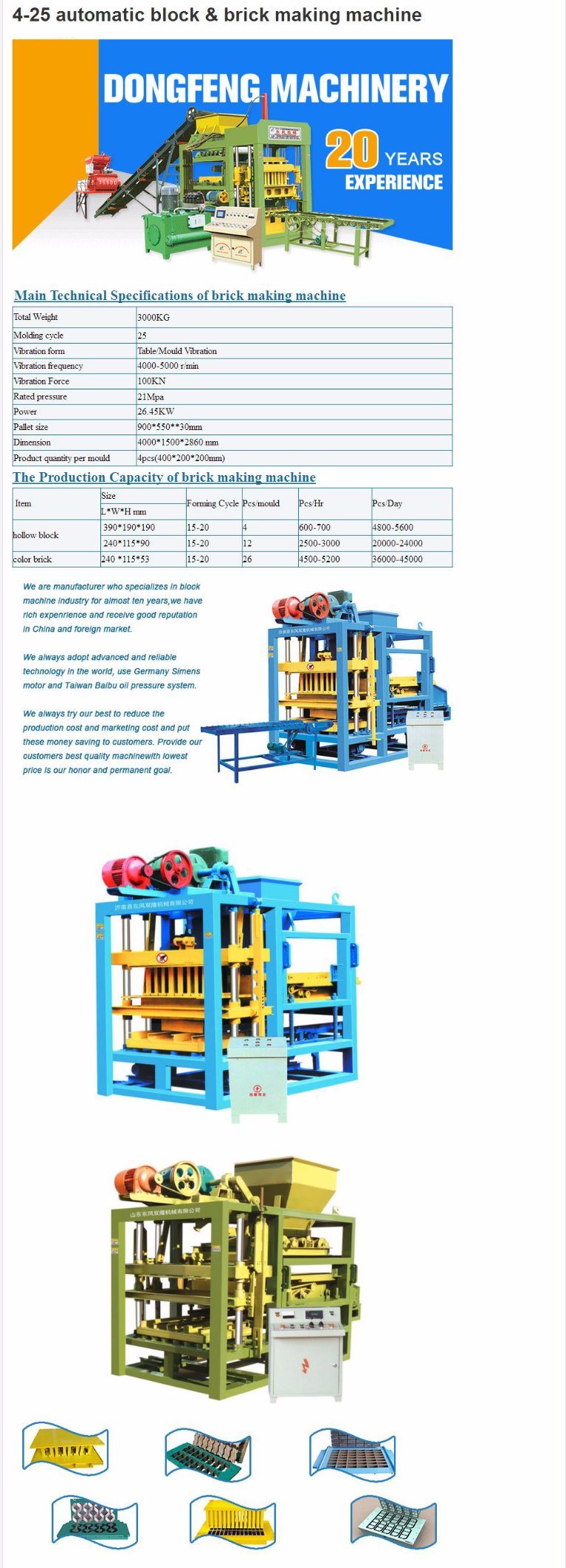4-25 Small Scales and Automatic Hollow Concrete Block Machine