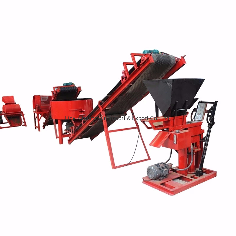 2-25 Semi Automatic Block Making Machine Diesel Engine Clay Interlocking Brick Block Machine