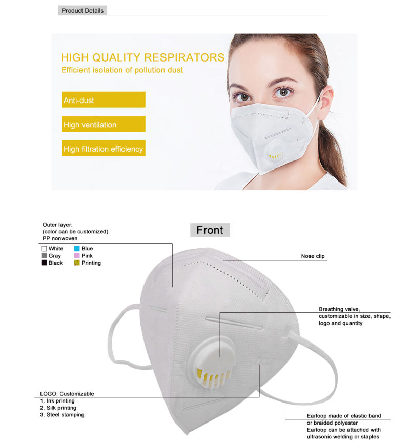 Durable Protective Dust FFP2 Adult Face Mask with Valve with New Technology