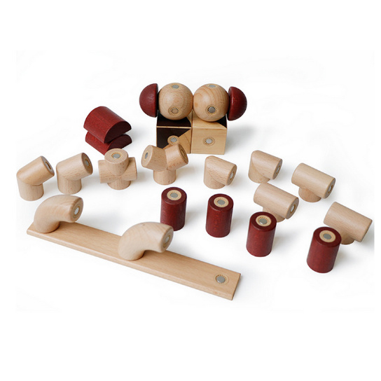 Magnet Toys Wood Blocks for Kids Toddlers Magnetic Blocks Preschool Magnet Set Toys 24 Pieces, Magnetic Wooden Blocks