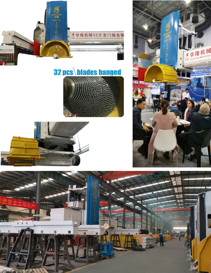 Hualong Block Machinery Hlqy-32-1700 Cutting Granite Blocks Machine 32 Pieces Blade Bridge Stone Cutter for Sale