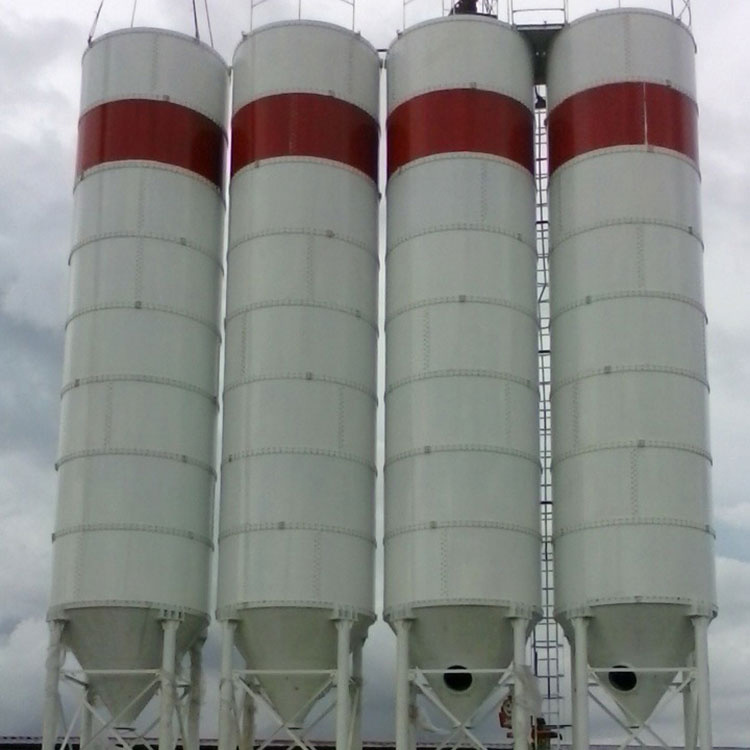 50t or 100t Cement Silo in Cement Mixing / Batching Plant / Station with Screw Conveyors
