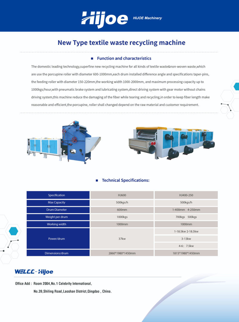 New Provide Cotton Waste Recycling Machine with New Tech
