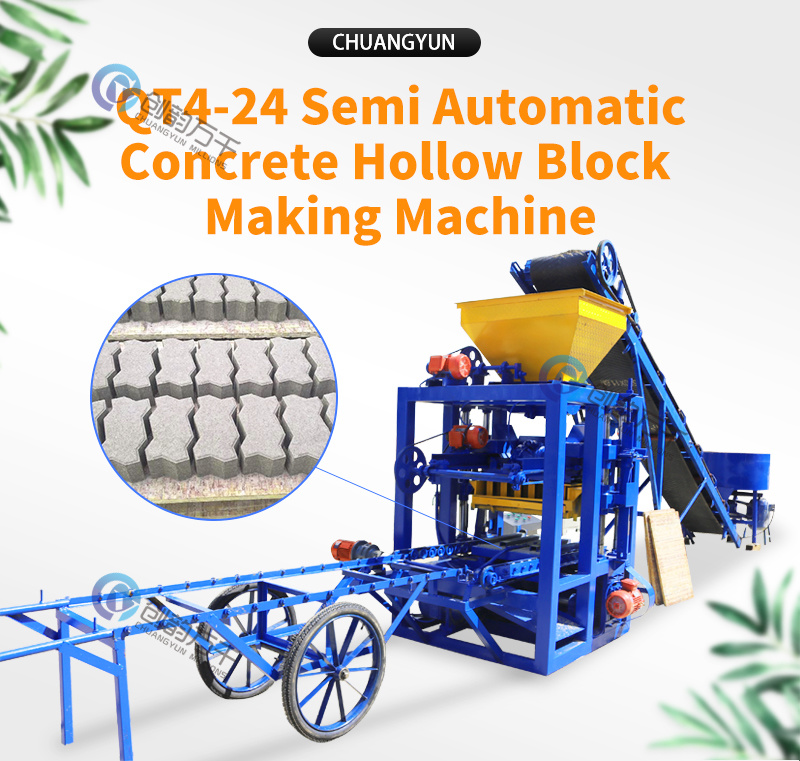 Qt4 24 Concrete Building Blocks Making Machine with Cement Mixer