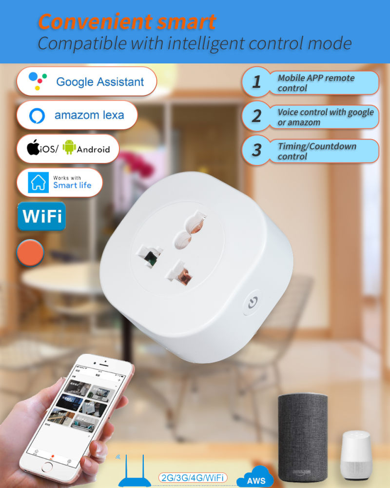 Smart Life Us Smart Socket Smart Wall Socket Compatible with Alexa Google Assistant