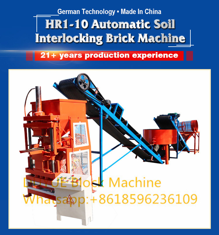 German Technology Hr1-10 Automatic Soil Interlocking Brick Making Machine