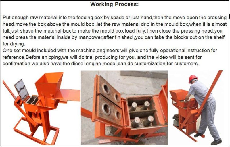 Soil Cement Brick Machine Qtc2-40 Clay Block Moulding Machinery