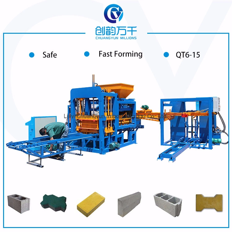 Qt6-15 Fully Automatic Hydraulic Press Concrete Cinder Block Production Machine Line for Sale