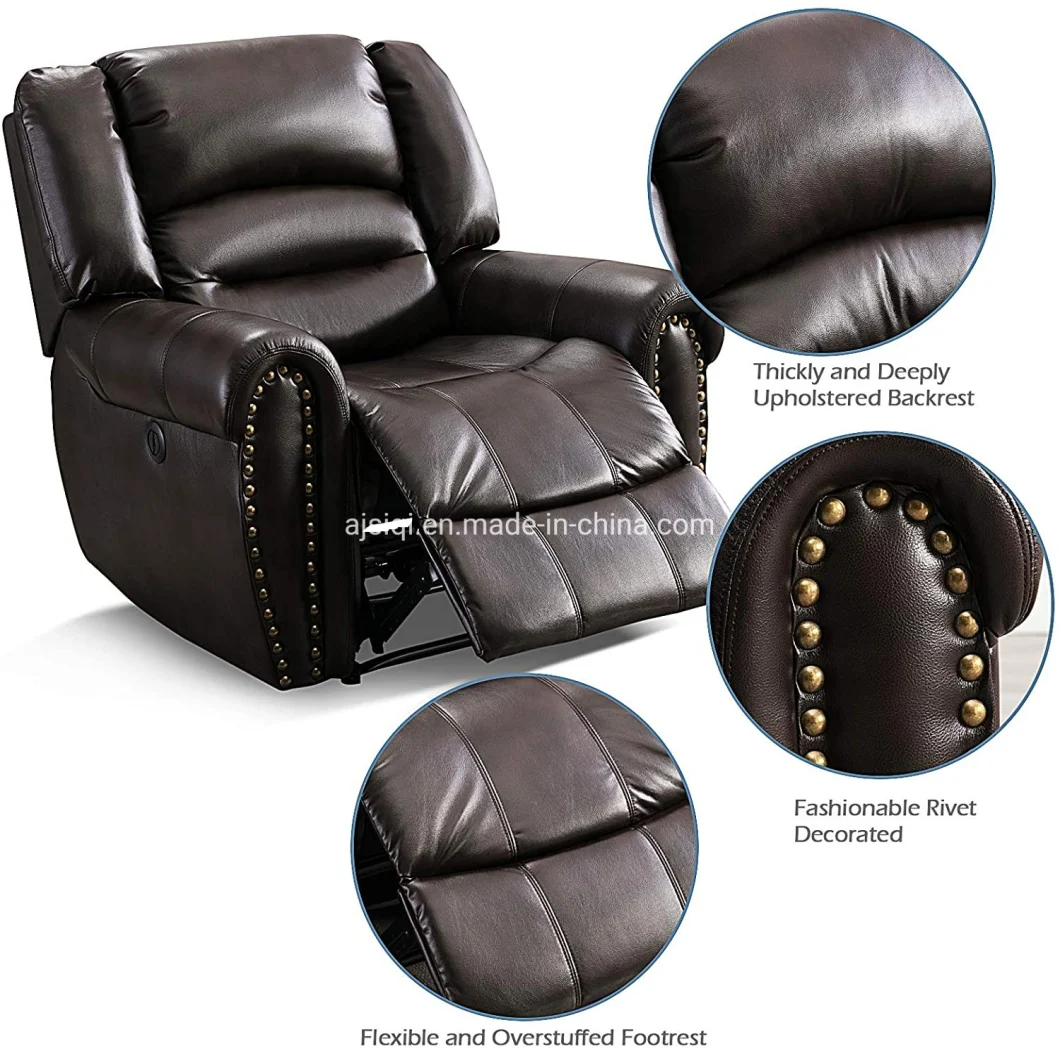 Breathable Bonded Leather Classic Single Sofa Home Theater Recliner Seating Electric Recliner Chair