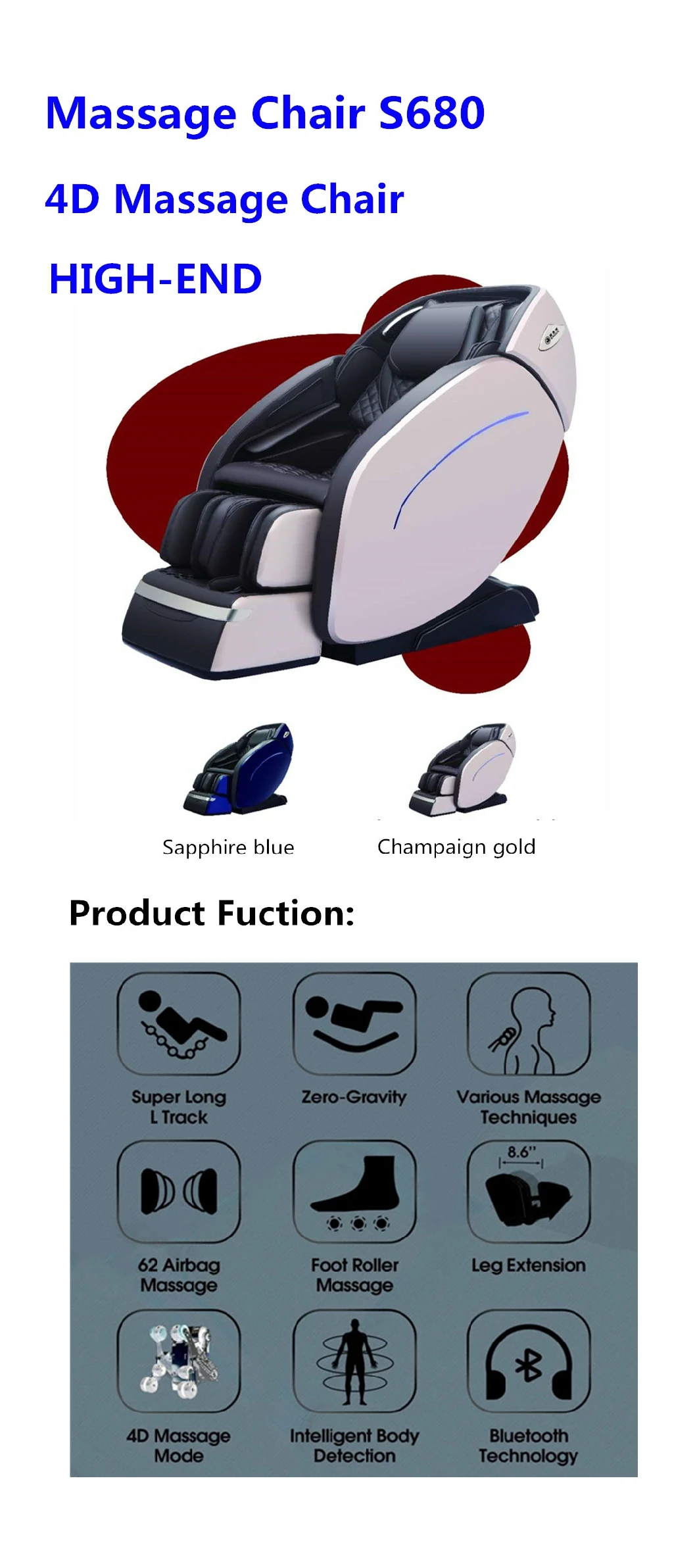 4D Zero Gravity Foot SPA Massage Chair Electric Luxury Massage Chair Full Body Cheap Massage Chair