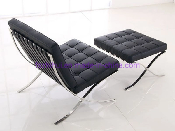 Living Room Genuine Leather Sofa Leather Chair Designers Barcelona Chair