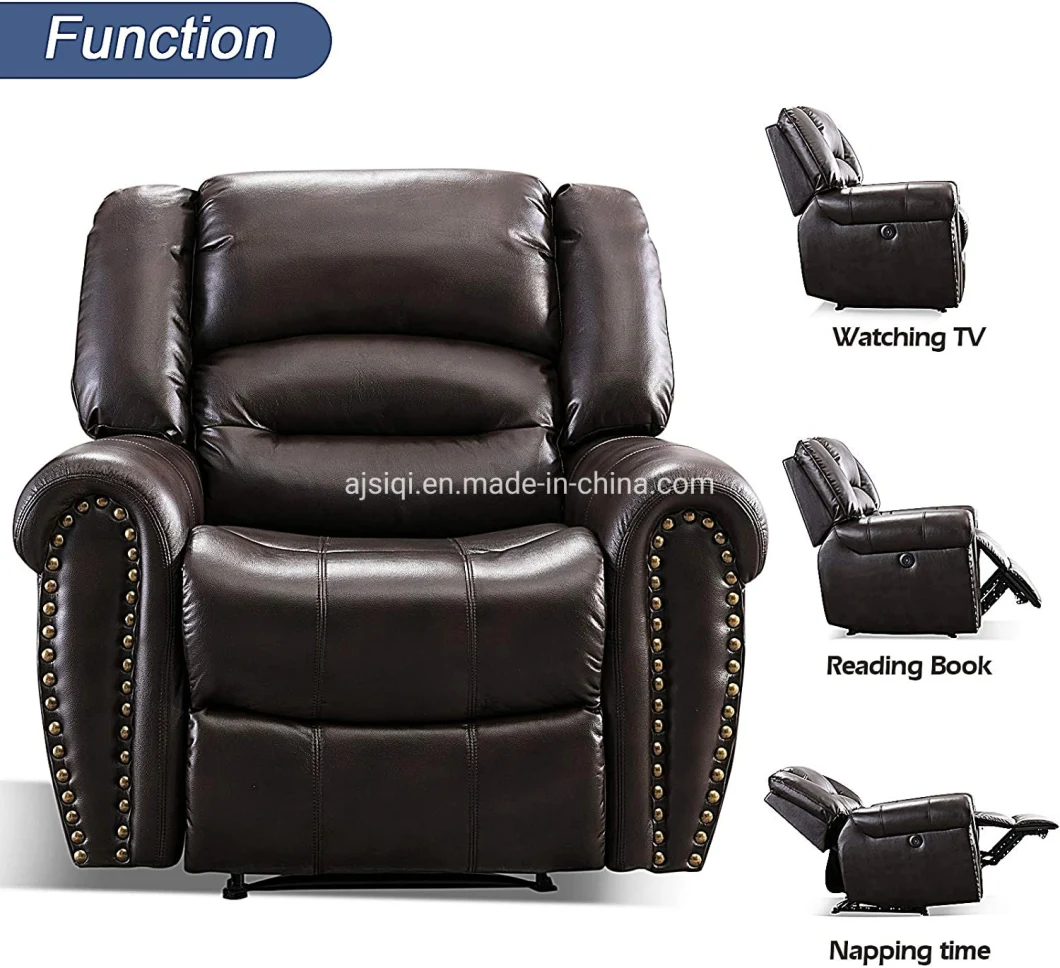 Breathable Bonded Leather Classic Single Sofa Home Theater Recliner Seating Electric Recliner Chair