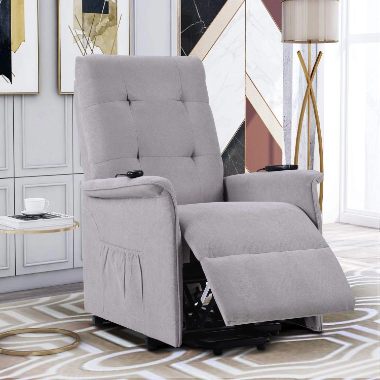 Living Room Furniture Power Lift Chair Fabric with Side Pockets and Remote Control