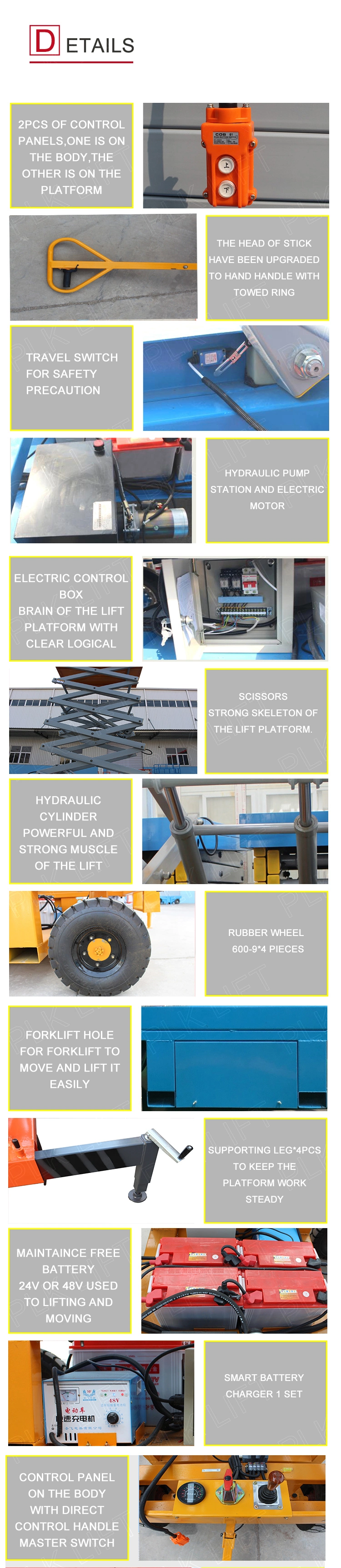 Electric Power Mobile Scissor Lift 1000kg Lift Platform