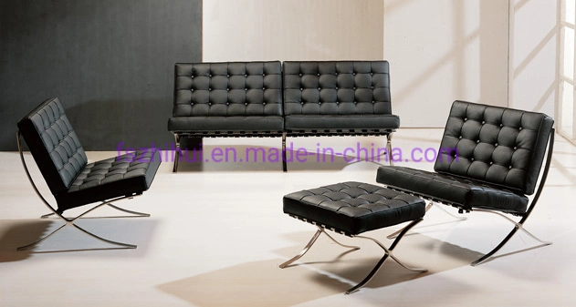 Living Room Genuine Leather Sofa Leather Chair Designers Barcelona Chair