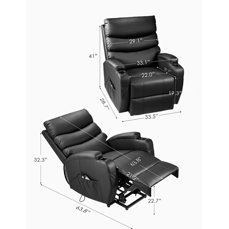 Modern Stylish Electric Lift Chair PU Recliner with 2 Cup Holders