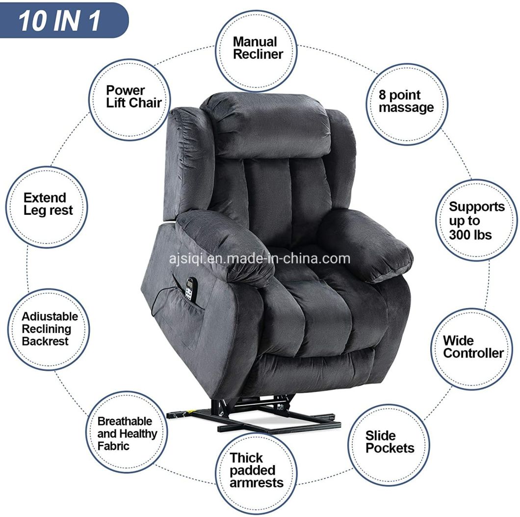 Heavy Duty and Safety Motion Reclining Mechanism with Heat and Vibration for Elderly Massage Power Lift Recliner Chair