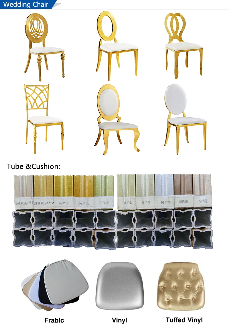 New Style Low Price White Leather Gold Stainless Steel Chair, Wholesale Wedding and Event Chairs