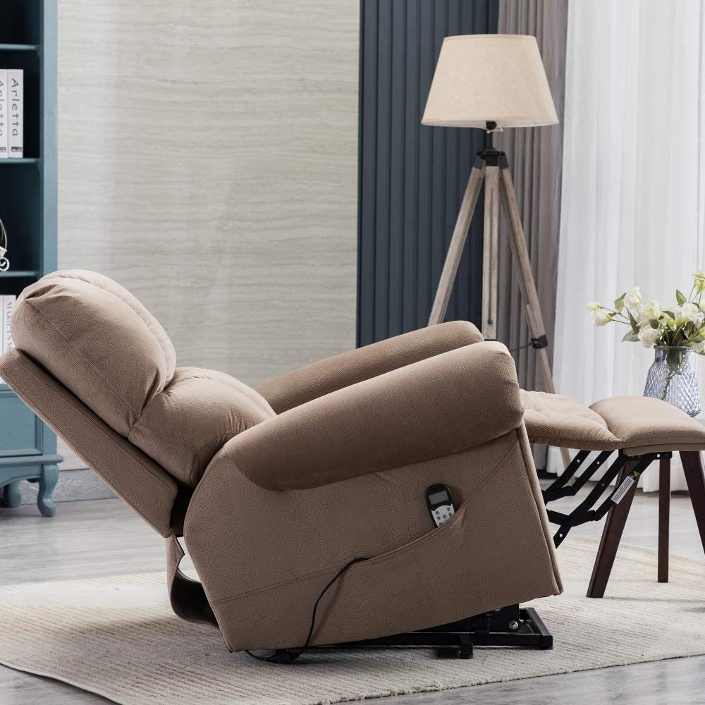 Simple Style Microfiber Fabric Electric Lift Chair Recliner with USB Charge and Storage Bag