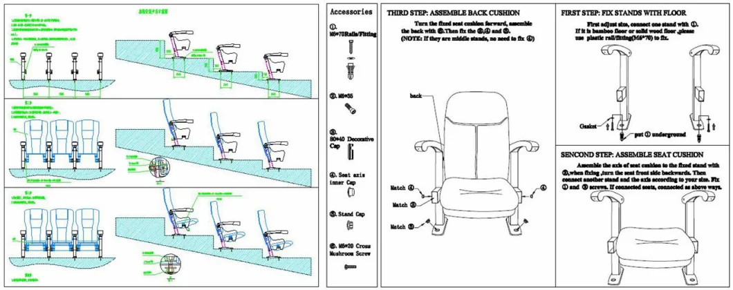 Cinema Chair Reclined Cinema Theater Seating Chair (CAJA)