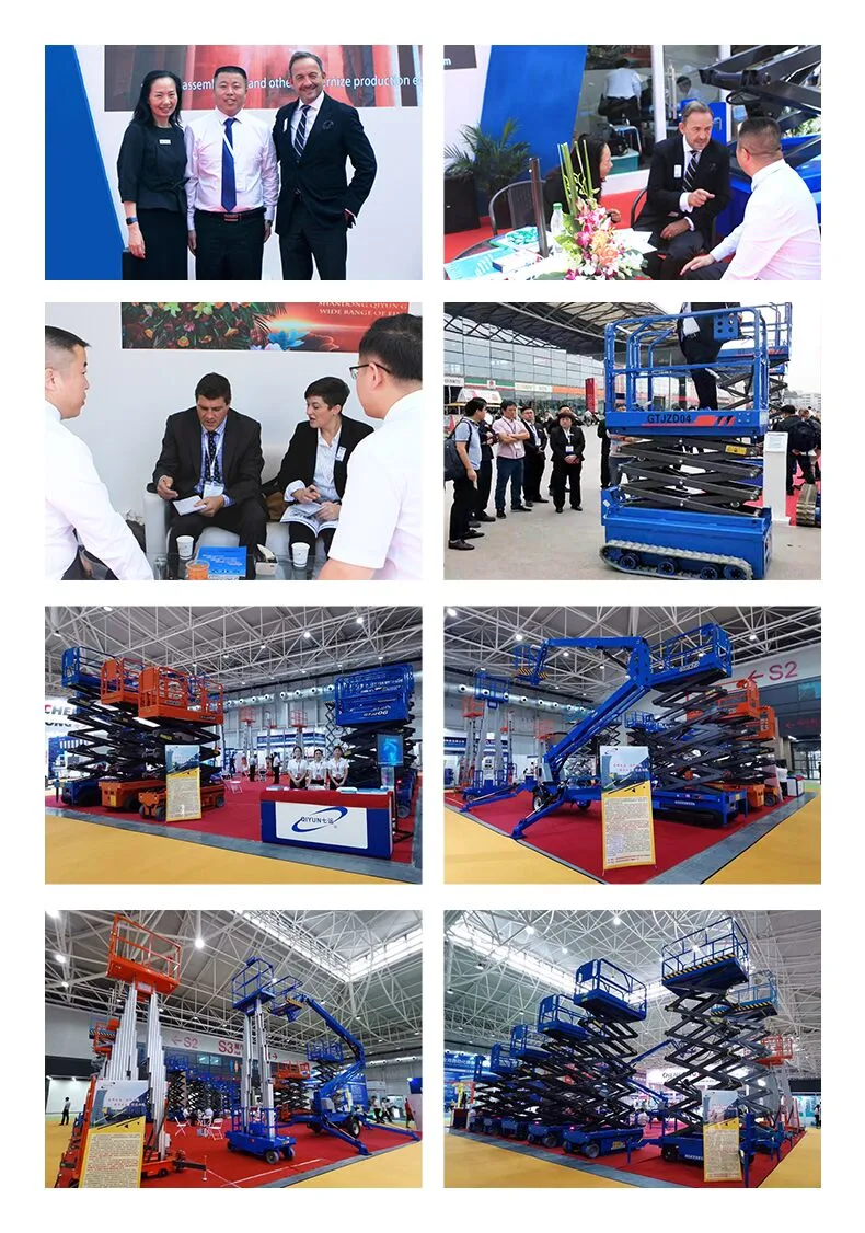 Qiyun Electric Driven Mobile Hydraulic Scissor Lift Tilt Protection System Small Type 320kg Hydraulic Scissor Lift
