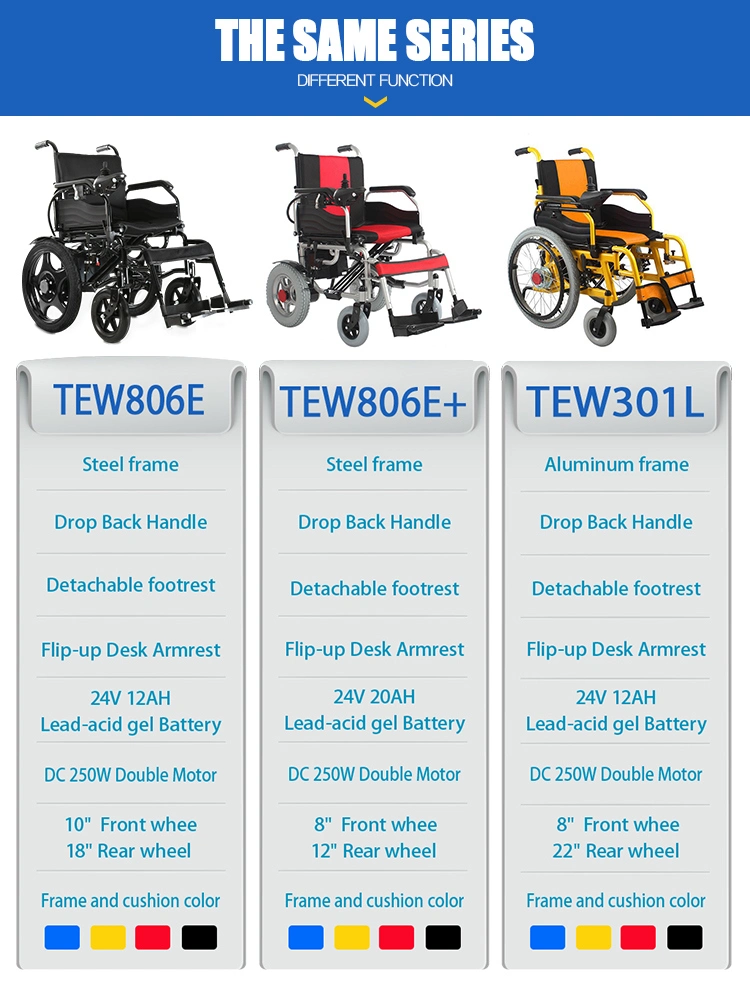 Disabled Motorized Wheel Chair Power Motor Steel Folding Electric Wheelchair