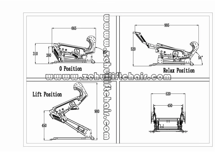 Power Medical Lift Chair Mechanism with One Motor (ZH8070)