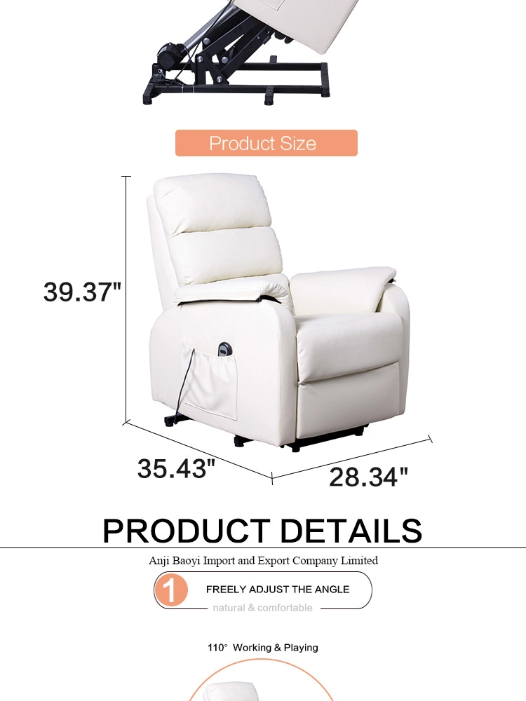 European Style PU Leather Single Seat Lift Recliner Chair for The Elderly
