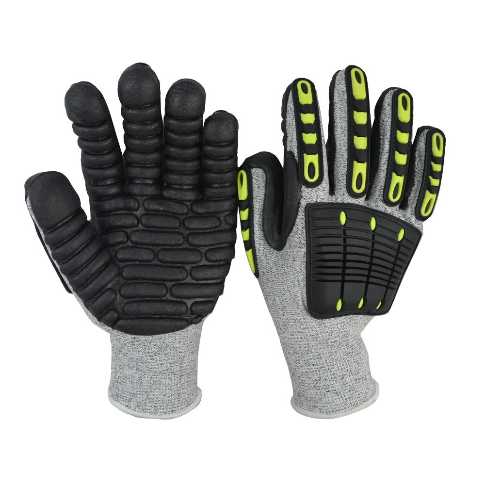 Foam Rubber Coated Anti-Cut Anti-Vibration Heat Resistant TPR Impact Resistant Mechanical Safety Work Gloves